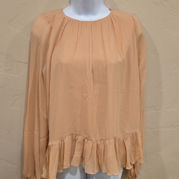 Abercrombie & Fitch Tops - Abercrombie & Fitch Peach Blouse with Ruffle Hem Size Small NWOT